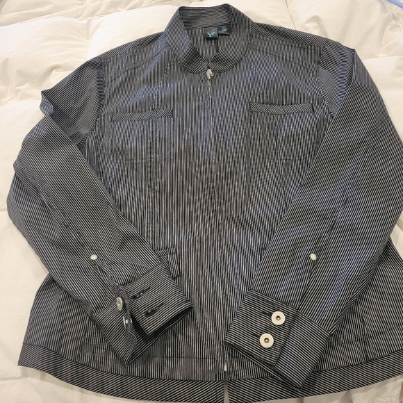 Y Brand Black & White Striped Womans Jean Style Jacket Sz 14 - Picture 12 of 12